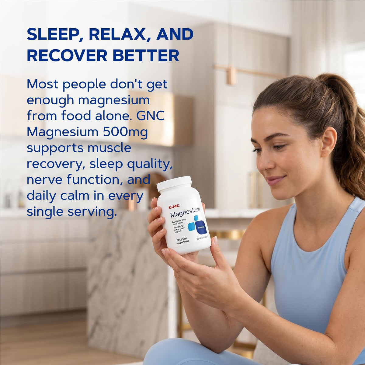 GNC Magnésium 500mg capsules en usage quotidien