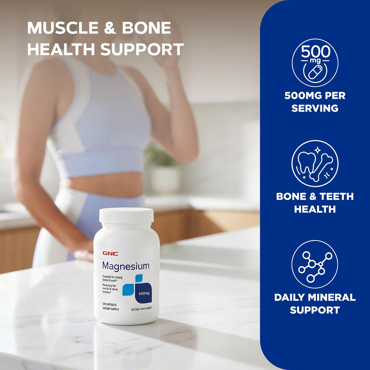 GNC Magnésium 500mg étiquette avec ingrédients