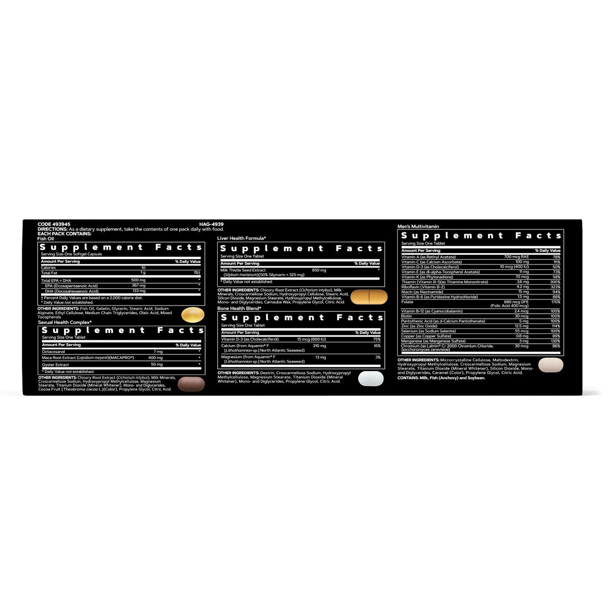 GNC Mega Men 40+ Vitapak dos avec informations nutritionnelles