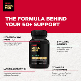 GNC Mega Men 50 Plus vue latérale du flacon