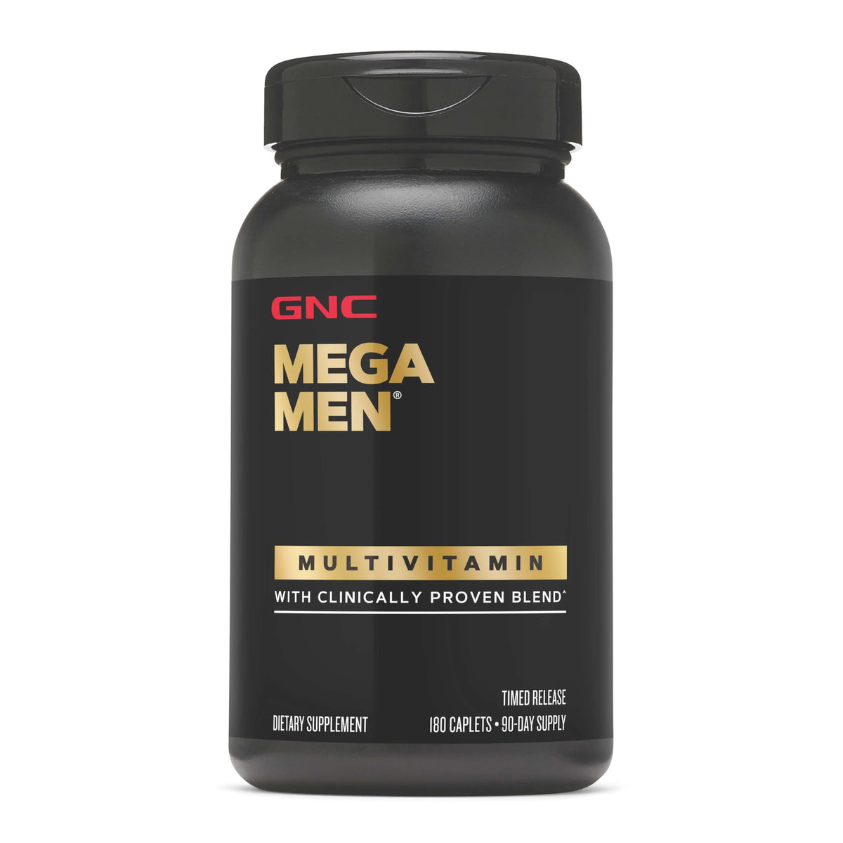 GNC Mega Men Multivitamin caplets 180 unités vue de face