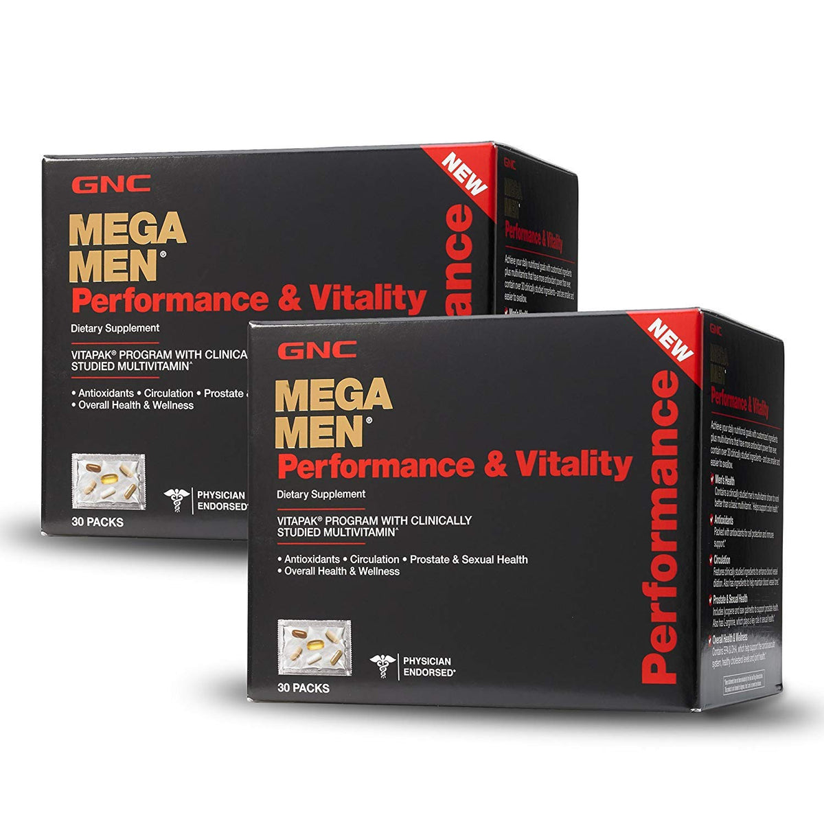 GNC Mega Men Performance Vitality Vitapak 30 Packs vue avant