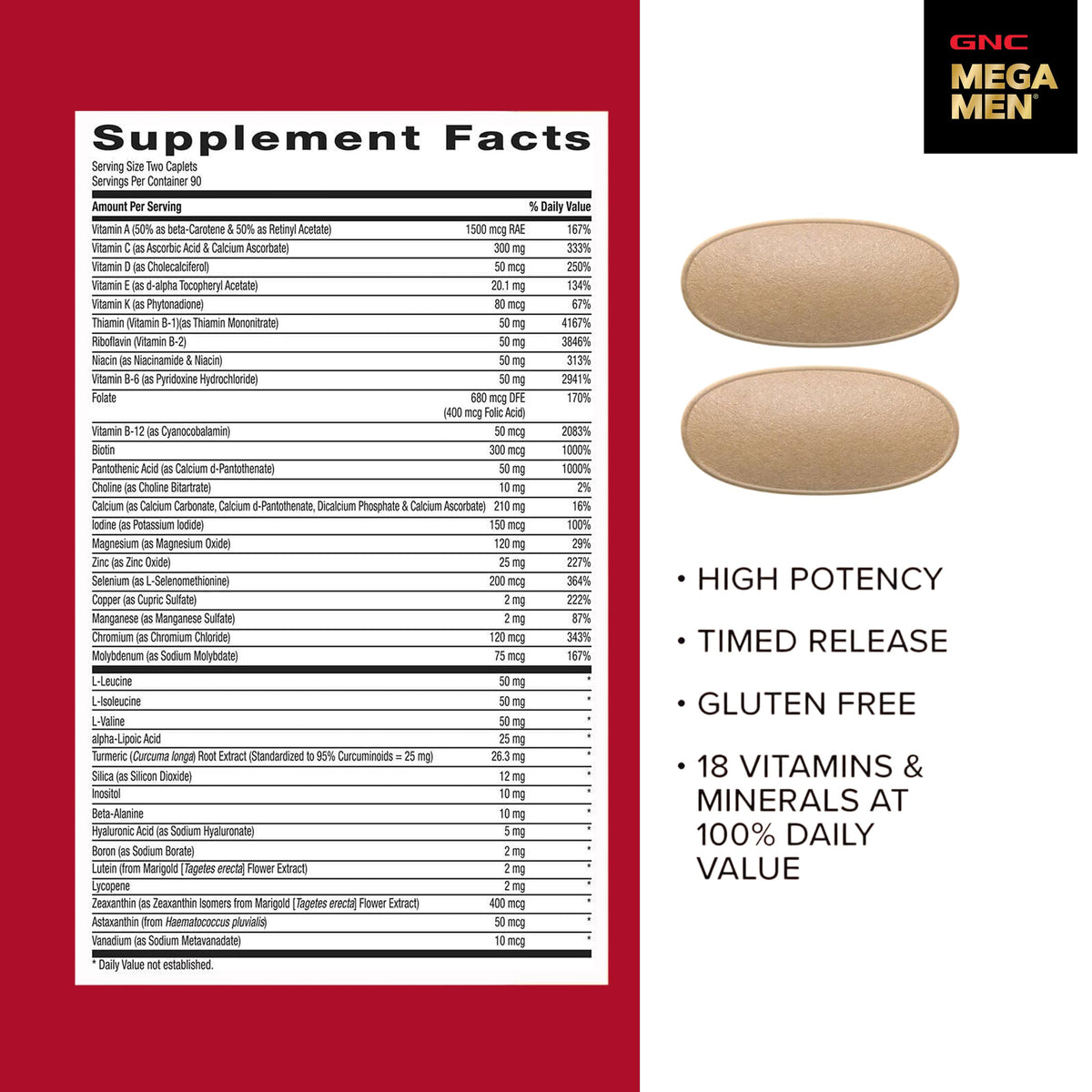 GNC Mega Men Sport Multivitamin 180 capsules displayed with workout gear