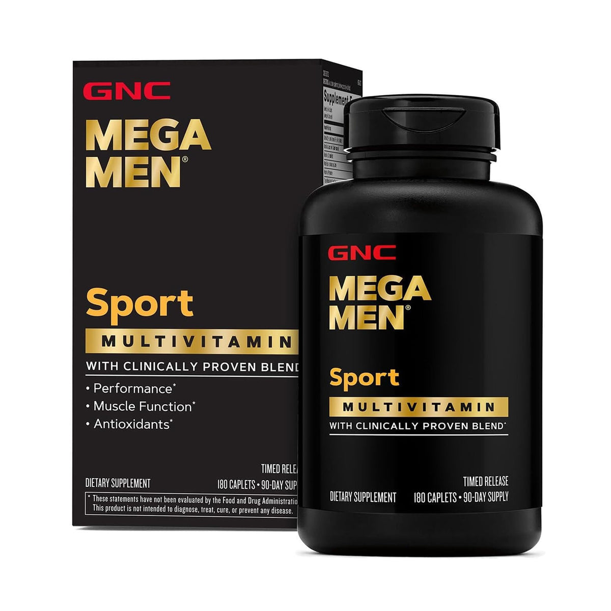 GNC Mega Men Sport Multivitamin 180 capsules front view