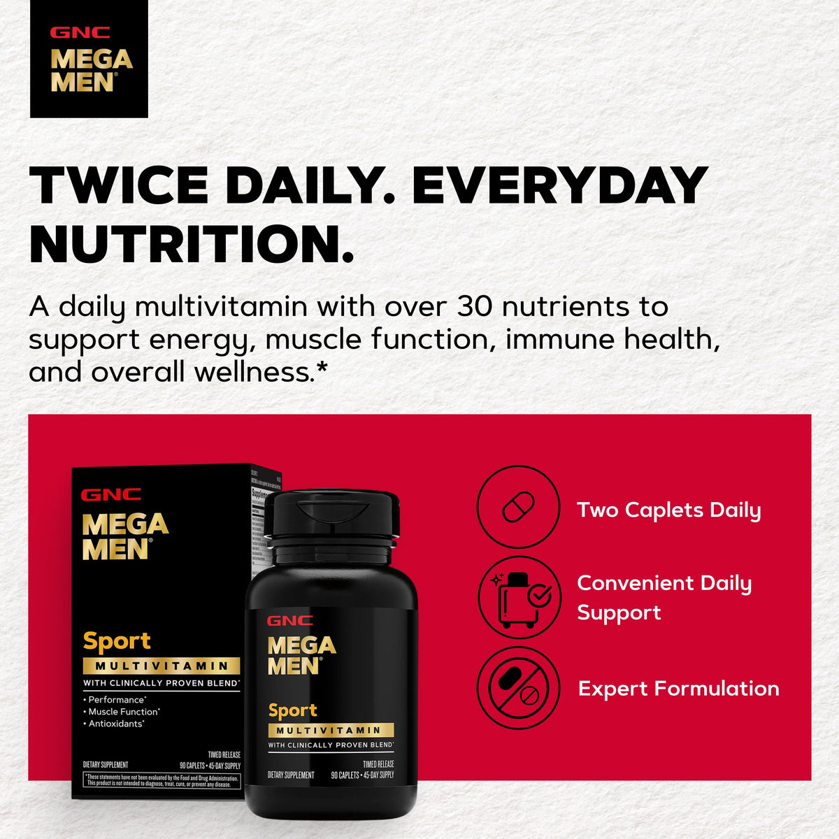 GNC Mega Men Sport Multivitamin 90 comprimés côté