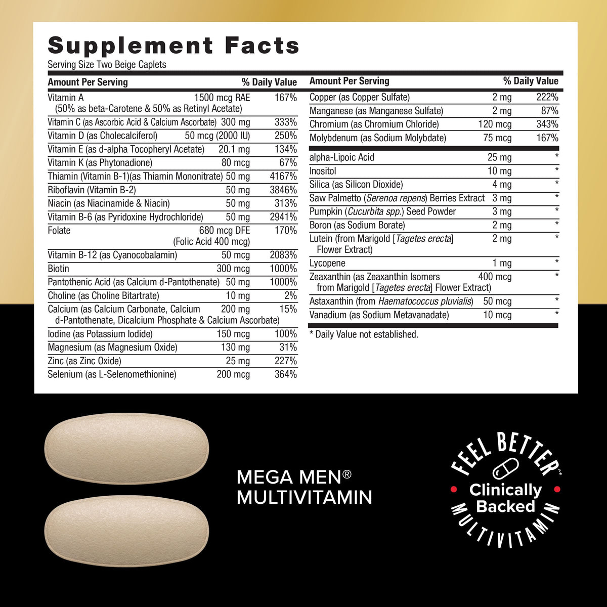 GNC Mega Men Vitapak capsules dans un bol