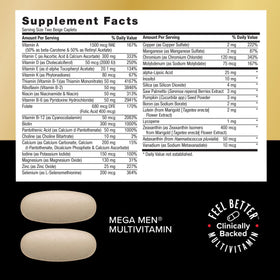 GNC Mega Men Vitapak capsules dans un bol