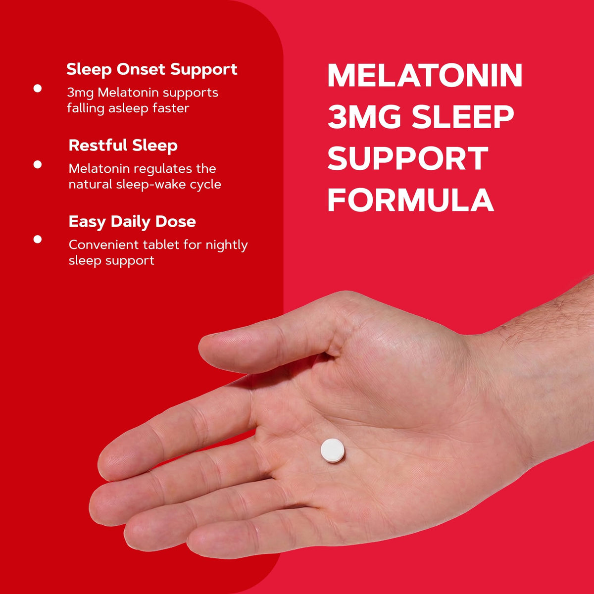 GNC Mélatonine 3 mg comprimés à libération prolongée, vue de côté