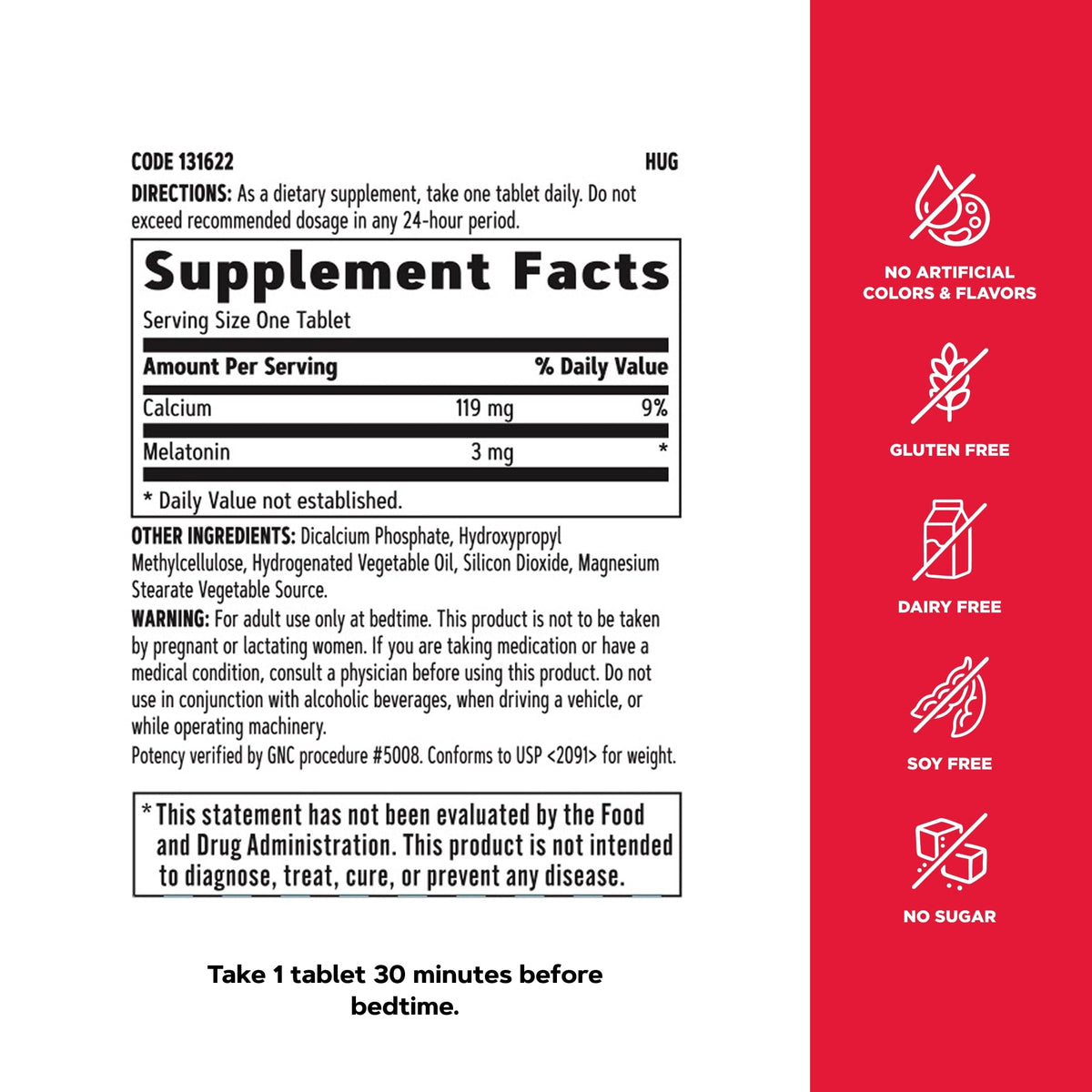 GNC Mélatonine 3 mg comprimés dans un environnement de sommeil