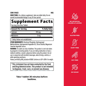 GNC Mélatonine 3 mg comprimés dans un environnement de sommeil