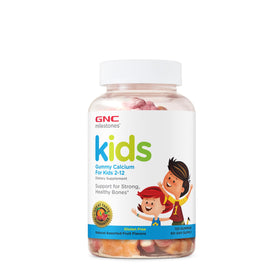 GNC Milestones Gummies Calcium Enfants 120 Gummies, vue avant avec emballage coloré