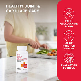 GNC MSM Glucosamine 500mg - vue de dos de l'emballage