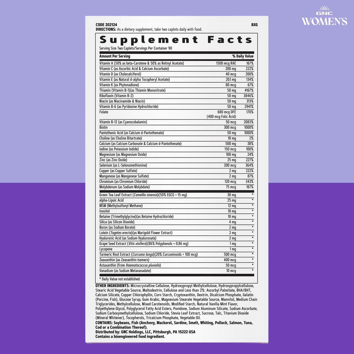 GNC Multivitamine Active Femme composition nutritionnelle