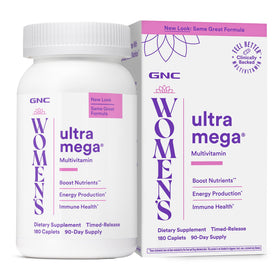 GNC Multivitamine Ultra Mega Femme 180 comprimés, vue de face