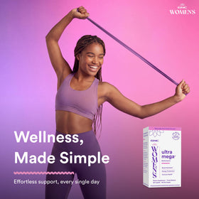 GNC Multivitamine Ultra Mega Femme, vue de côté de l'emballage