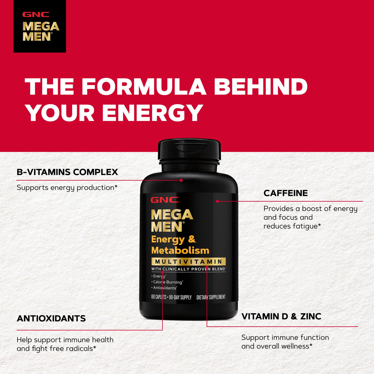 GNC Multivitamines Mega Men 180 Capsules - capsules sur une surface