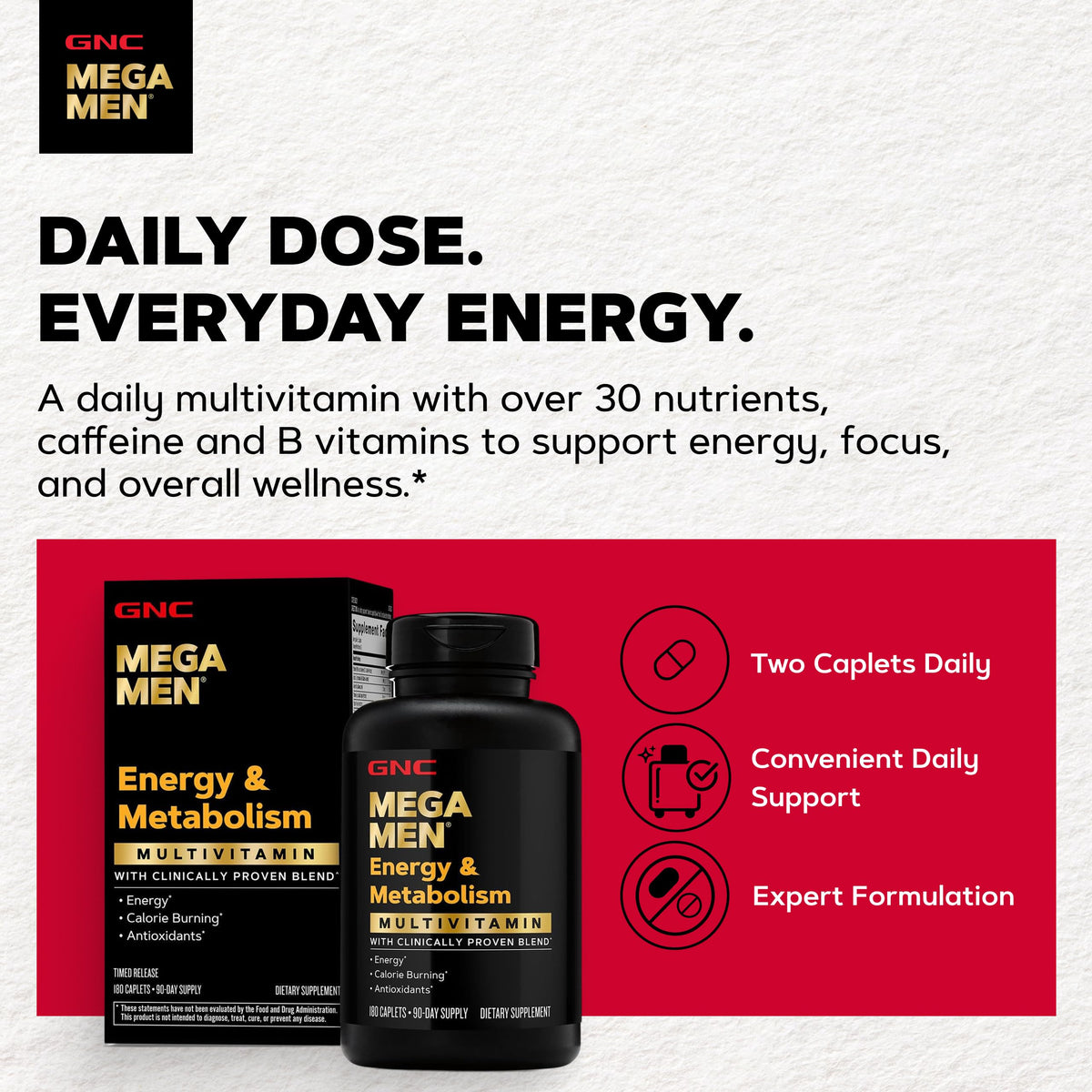 GNC Multivitamines Mega Men 180 Capsules - détails des ingrédients