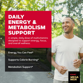 GNC Multivitamines Mega Men Énergie & Métabolisme 90 comprimés emballage