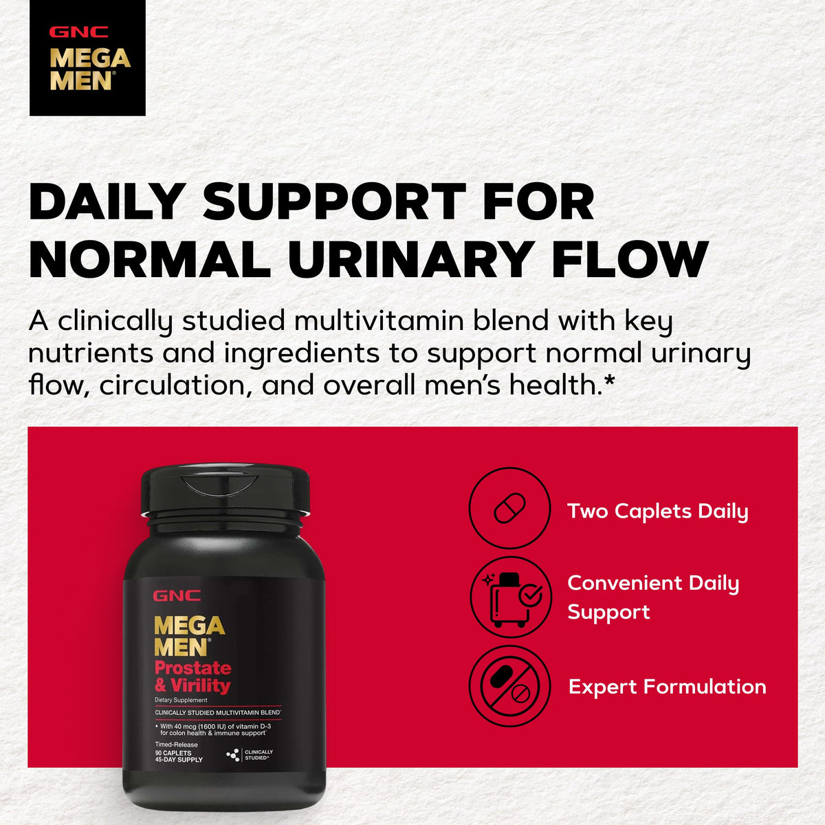 GNC Multivitamines Mega Men Prostate et Virilité 90 Comprimés, composition détaillée