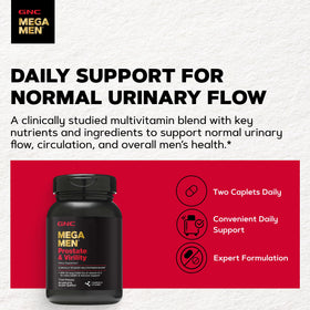 GNC Multivitamines Mega Men Prostate et Virilité 90 Comprimés, composition détaillée
