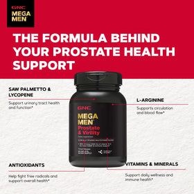 GNC Multivitamines Mega Men Prostate et Virilité 90 Comprimés, prise quotidienne