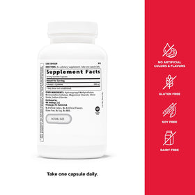 GNC N-Acetyl-L-Cysteine NAC 600mg capsules avec verre d'eau