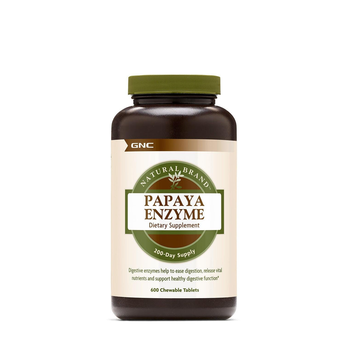 GNC Papaya Enzyme 600 comprimés à mâcher, vue avant