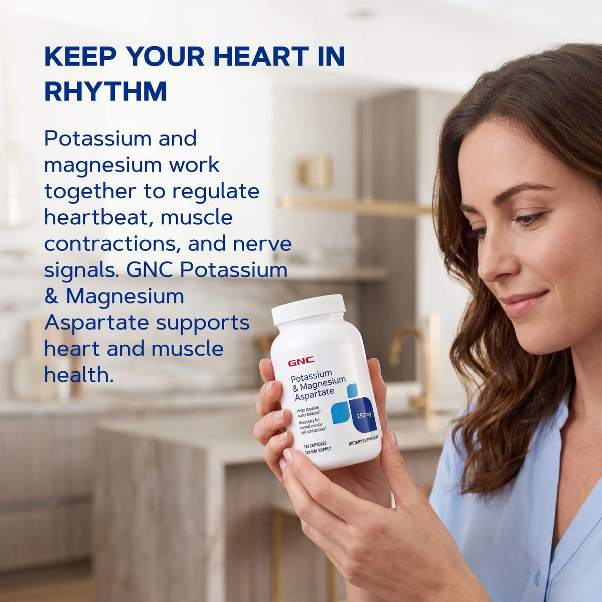 GNC Potassium et Magnésium Aspartate 250mg avec d'autres compléments alimentaires