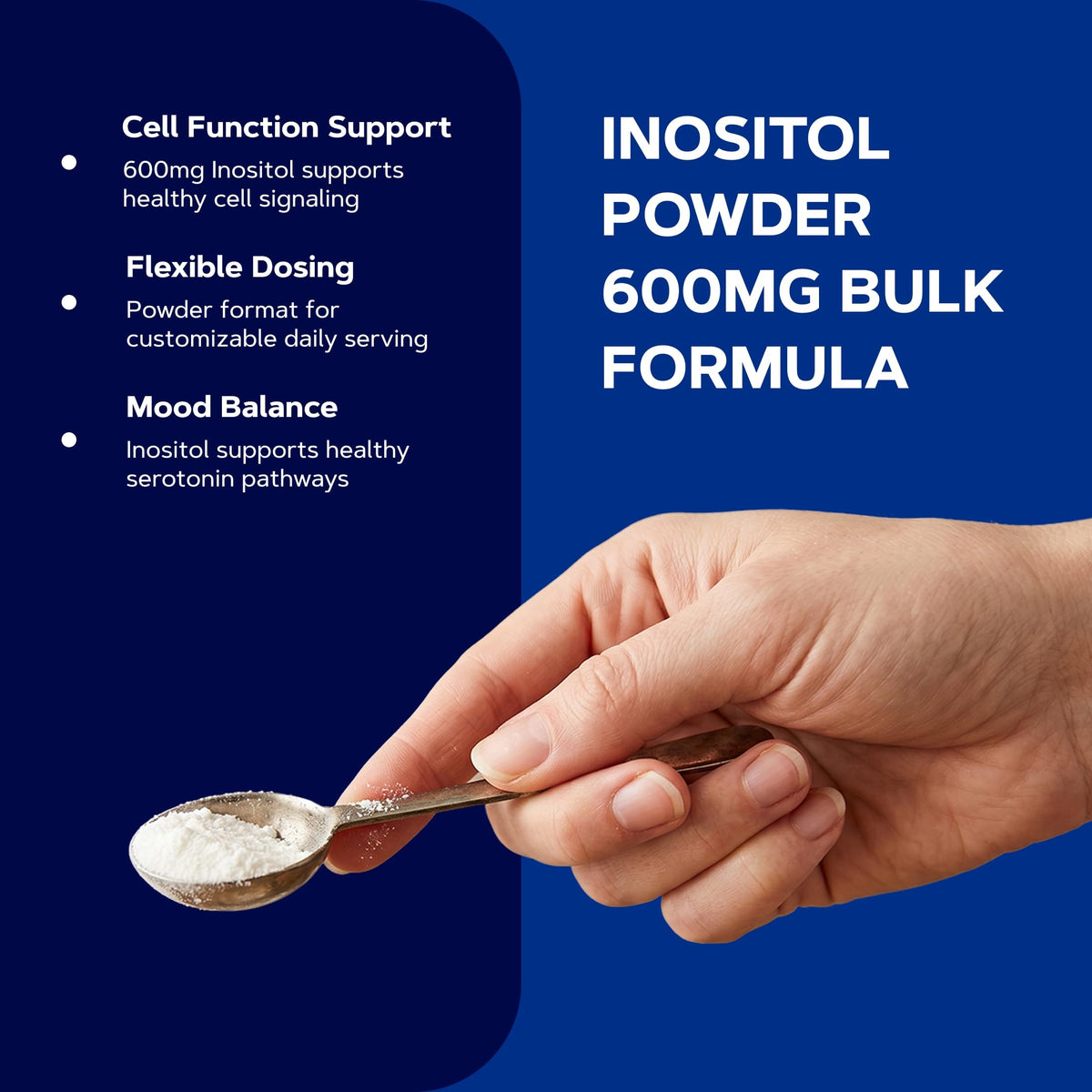 GNC Poudre d'Inositol 600mg, vue arrière avec informations nutritionnelles