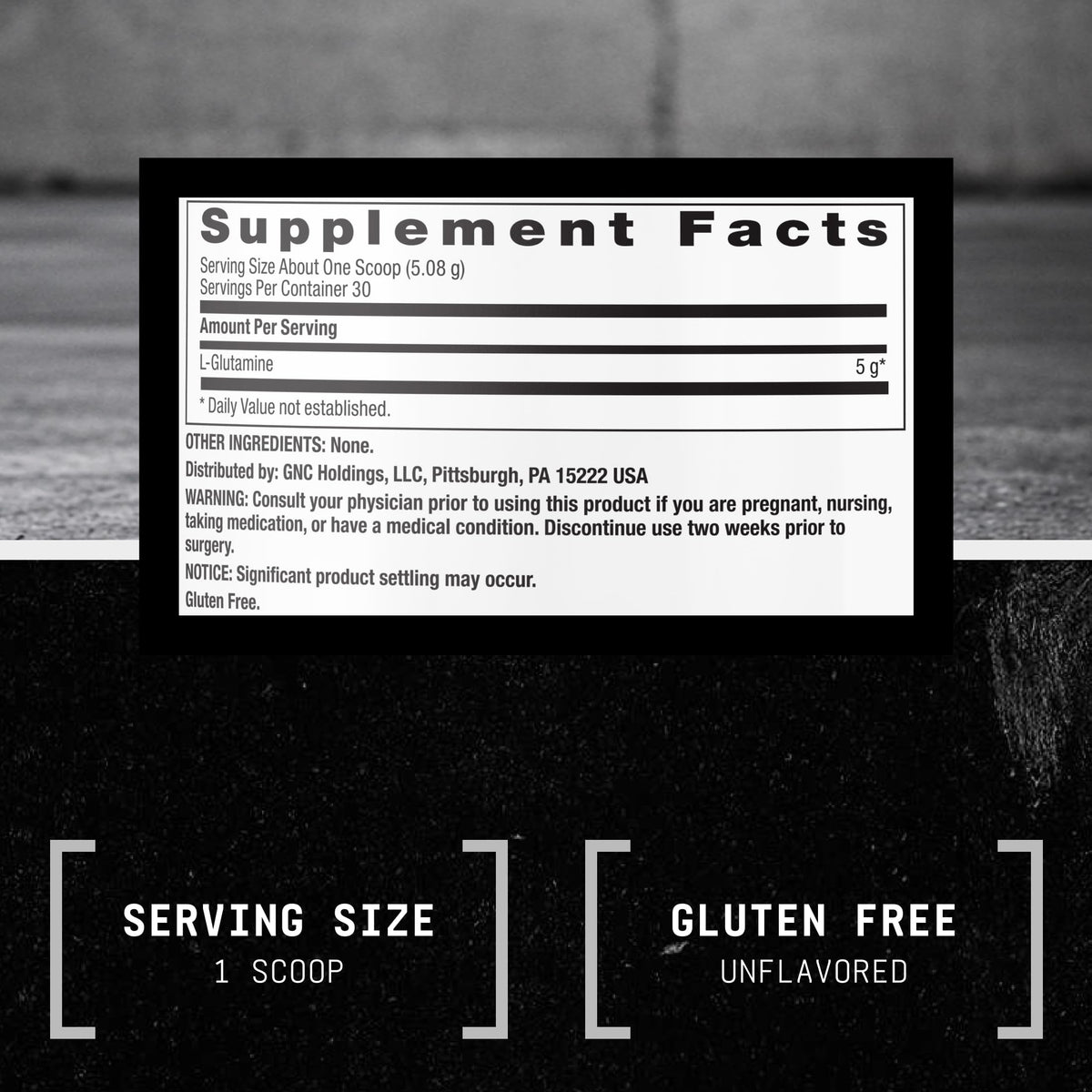 GNC Poudre de L-Glutamine 30 portions dans un environnement de fitness