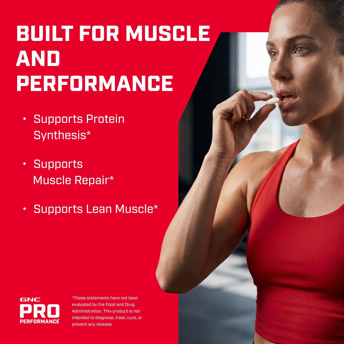 GNC Pro Performance Créatine Monohydrate 120 capsules avec verre d'eau