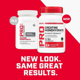 GNC Pro Performance Créatine Monohydrate 120 capsules sur fond blanc