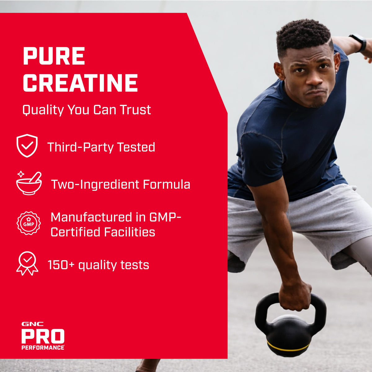 GNC Pro Performance Créatine Monohydrate + HMB 308g, poudre dans un verre d'eau