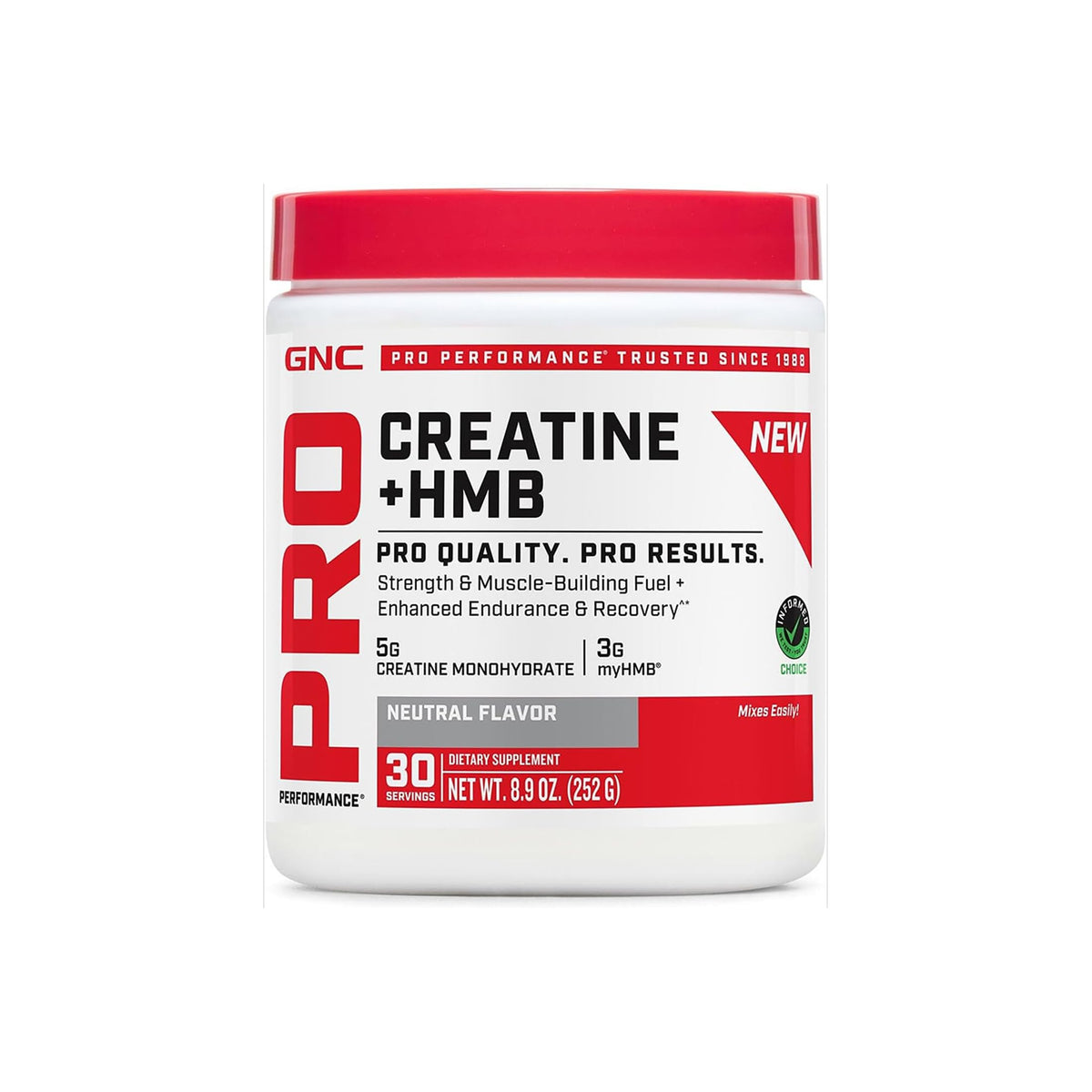 GNC Pro Performance Créatine Monohydrate + HMB 308g, vue de face
