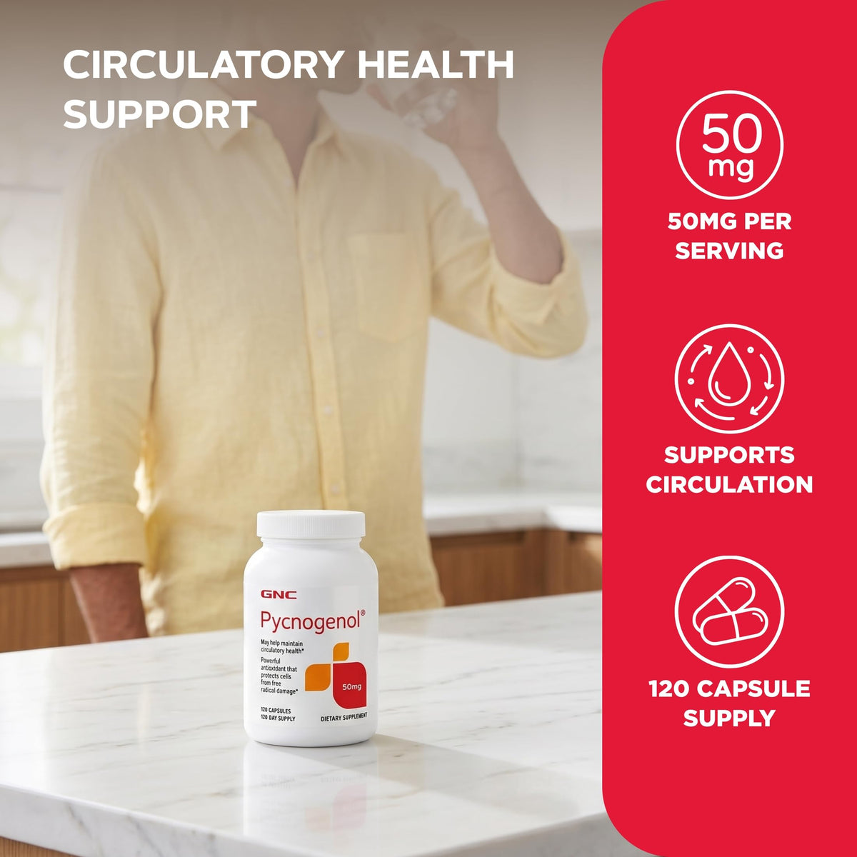 GNC Pycnogenol 50mg étiquette du produit