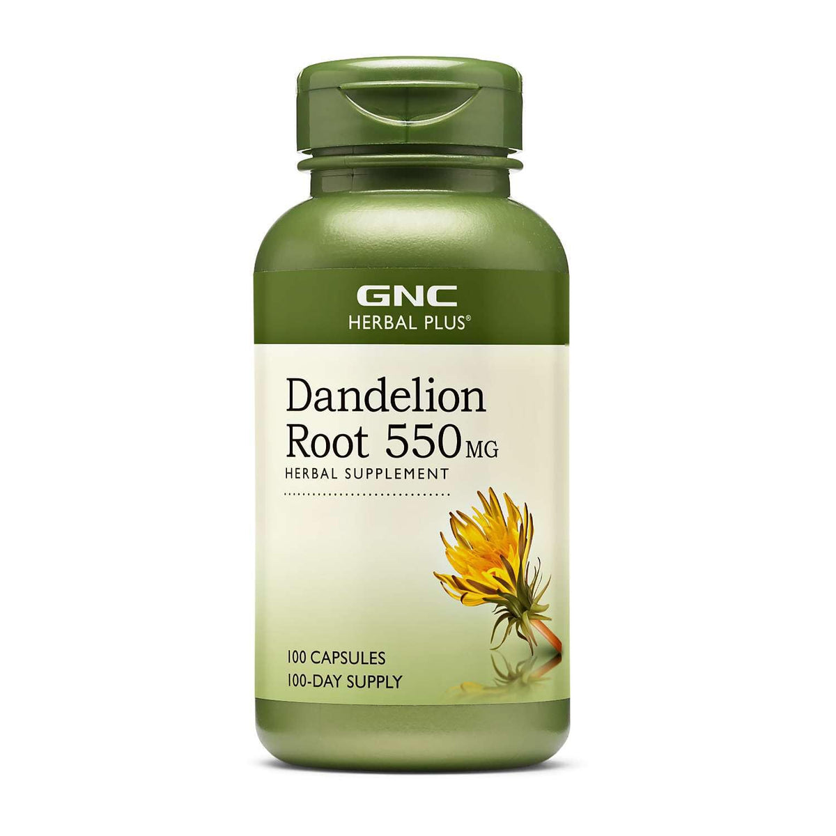 GNC Racine de Pissenlit 550mg 100 capsules vue de face