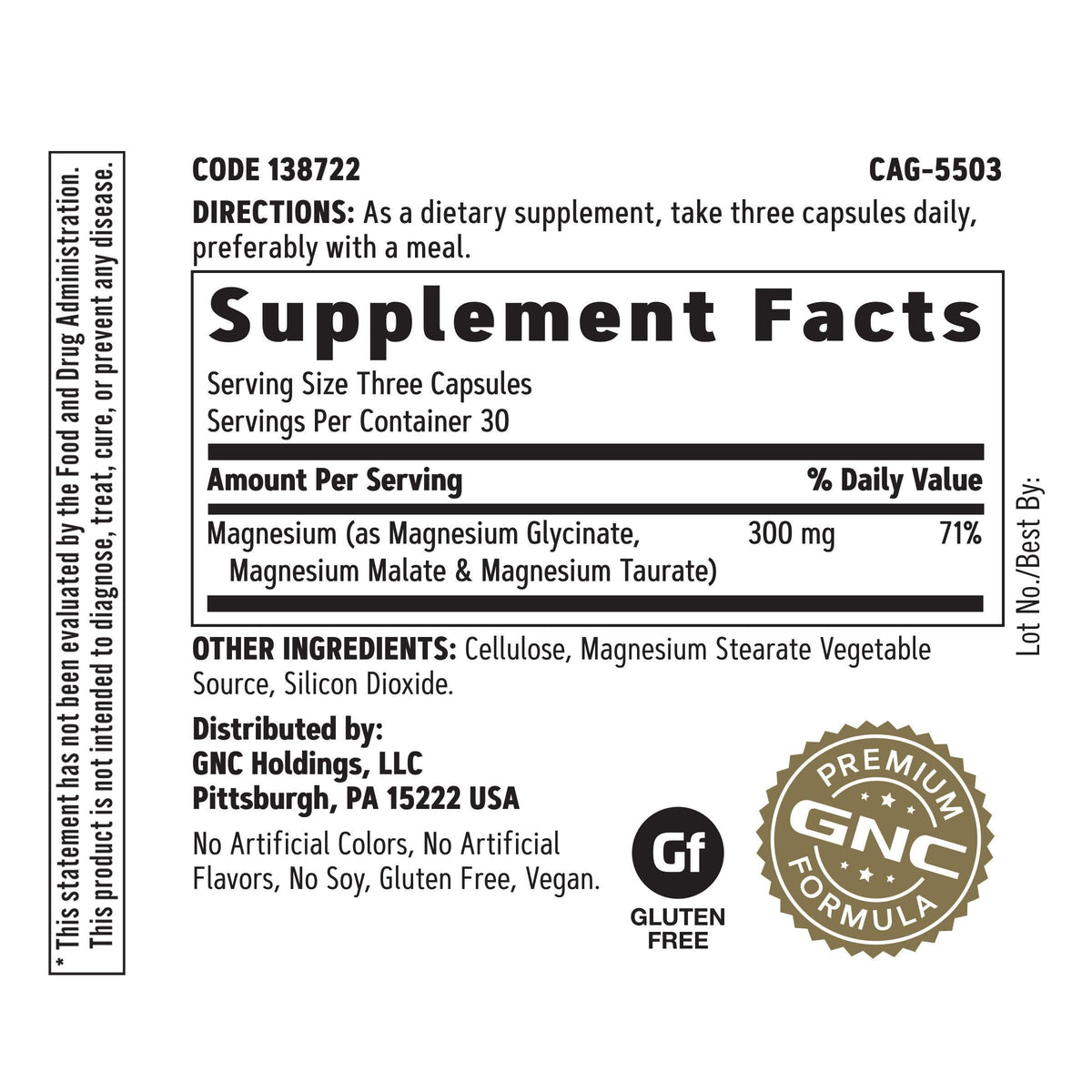 GNC Super Magnesium 300mg emballage et capsules