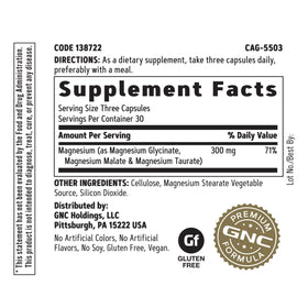 GNC Super Magnesium 300mg emballage et capsules