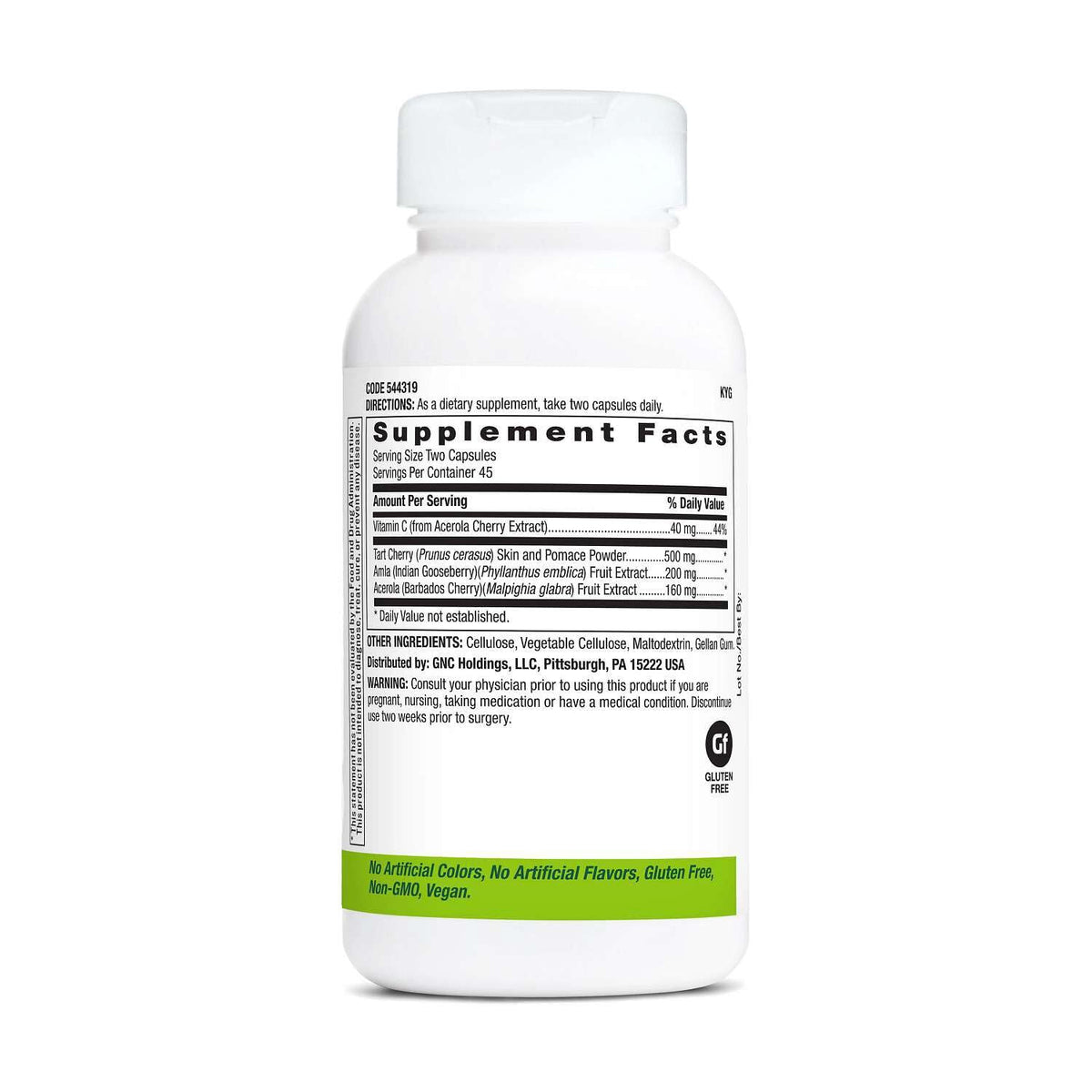 GNC SuperFoods Complexe Cerise 90 capsules, étiquette et ingrédients
