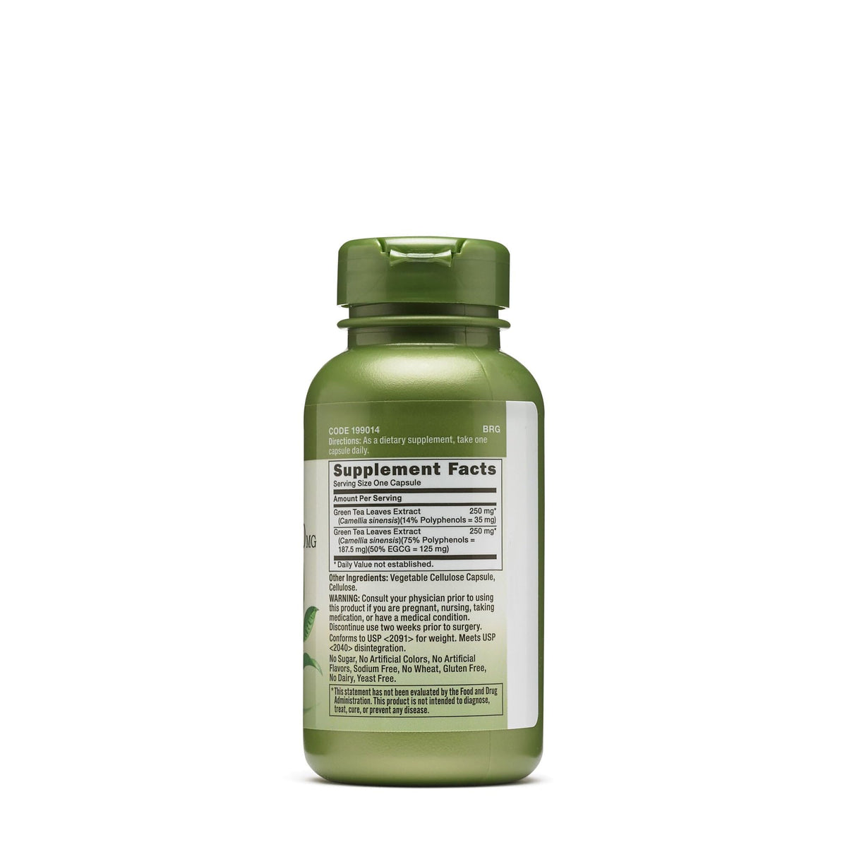 GNC Thé Vert Complexe 500mg contenant de l'extrait de thé vert