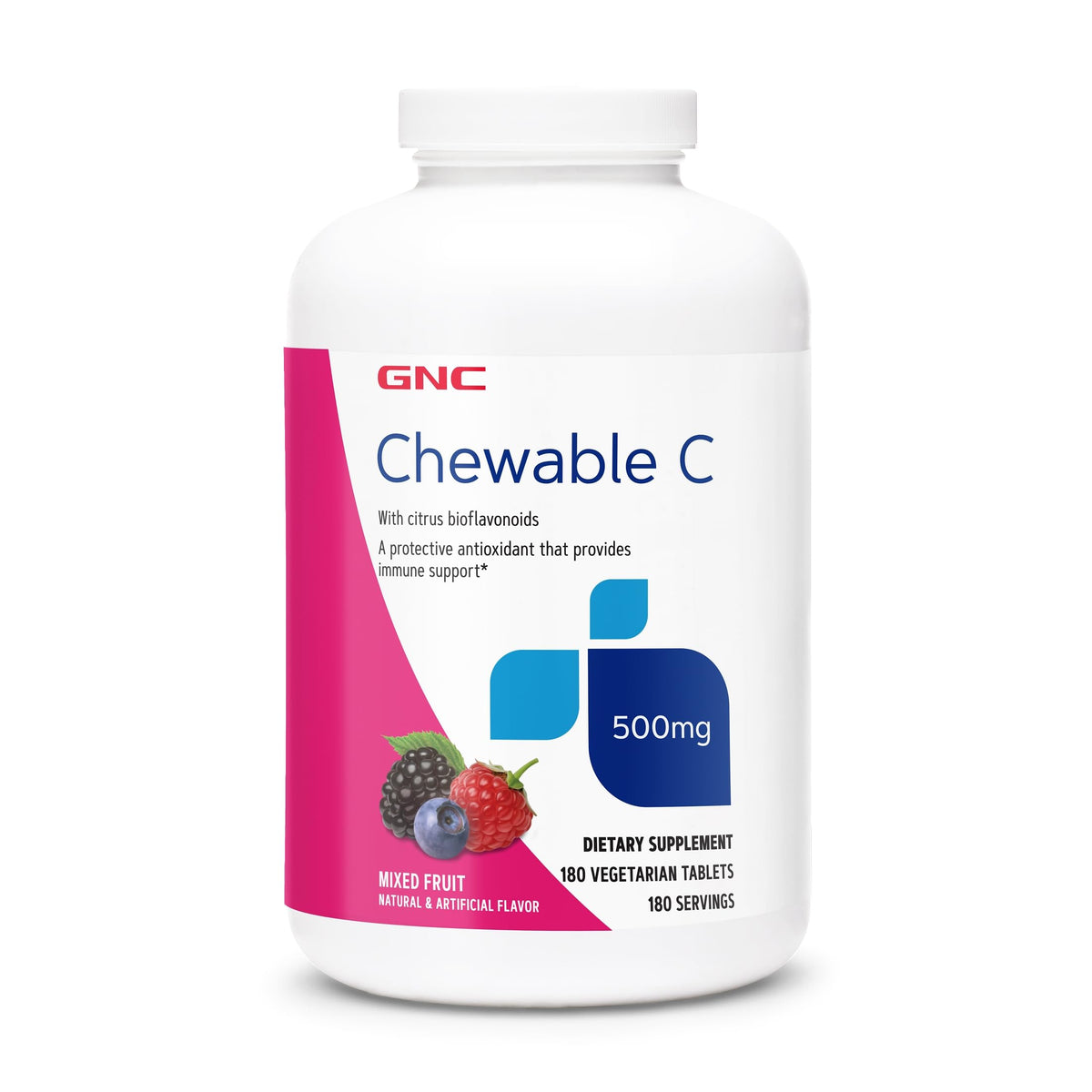 GNC Vitamin C 500mg comprimés à mâcher fruits mix vue de face
