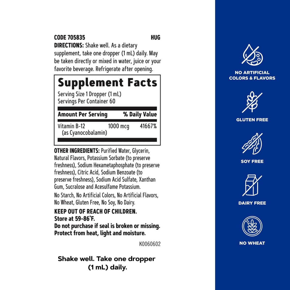 GNC Vitamine B-12 1000 mcg détails des ingrédients