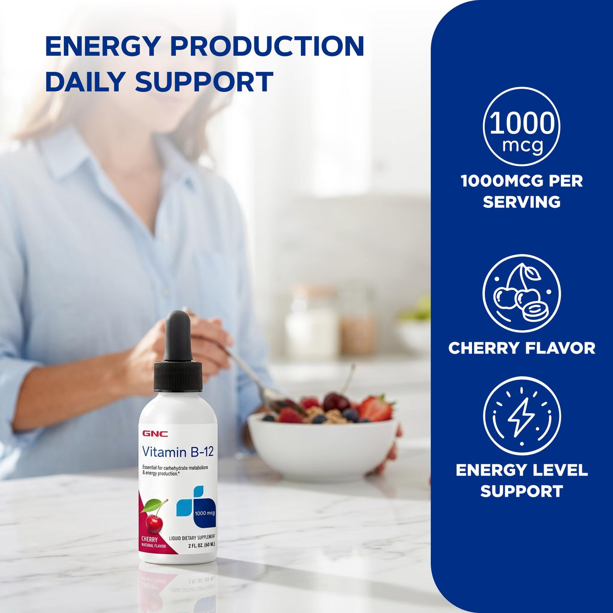 GNC Vitamine B-12 1000 mcg flacon avec étiquette