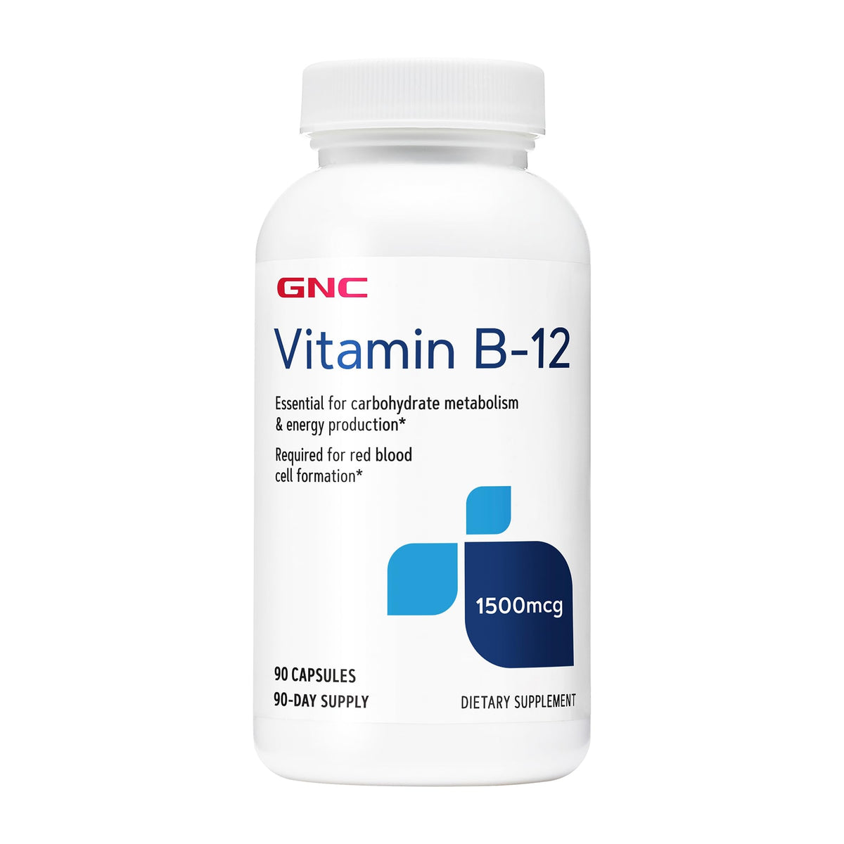 GNC Vitamine B-12 1500mcg 90 capsules, vue de face