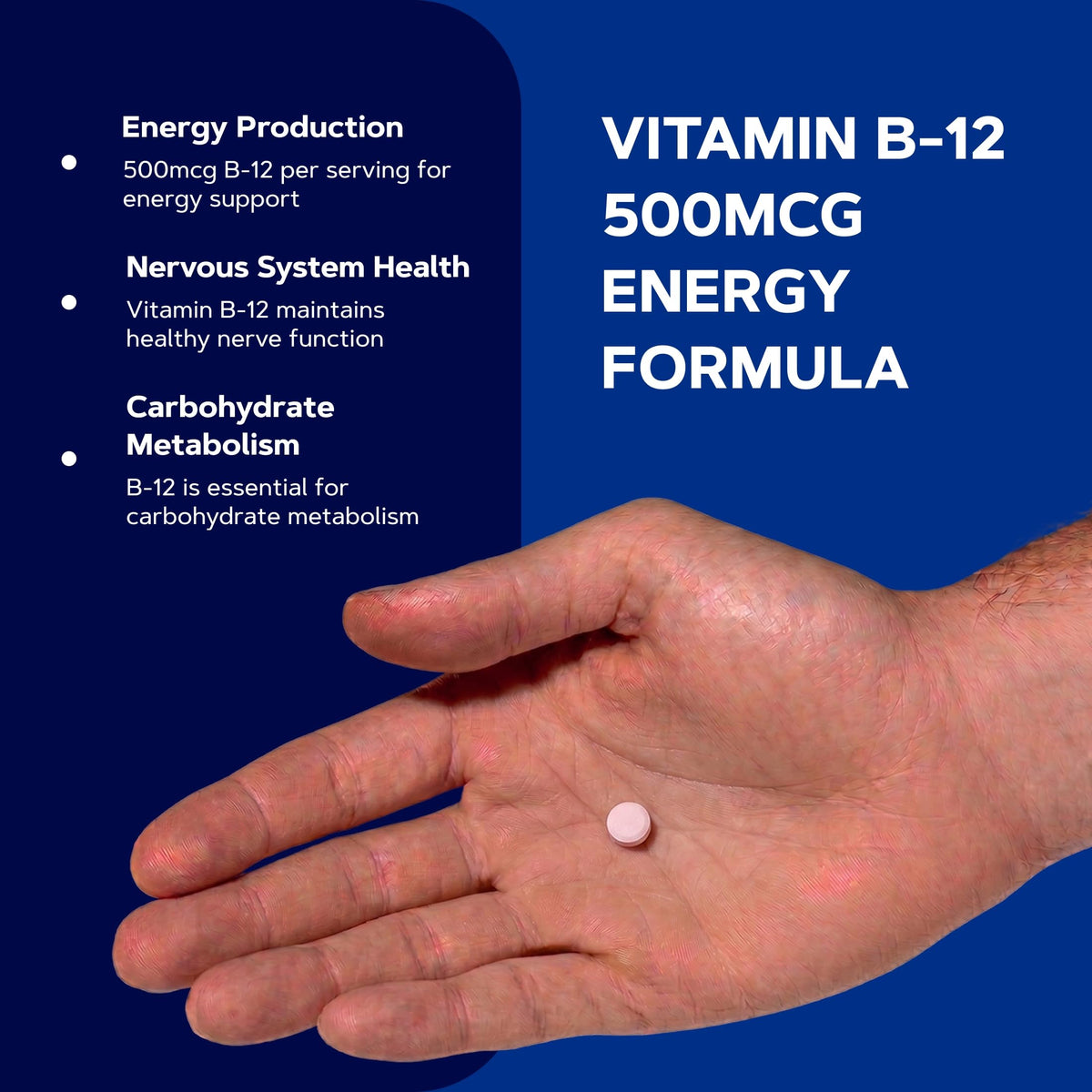GNC Vitamine B-12 500mcg comprimés sur une table