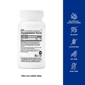 GNC Vitamine B2 100mg comprimés sur une table en bois