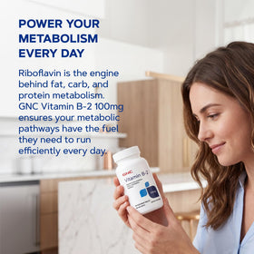 GNC Vitamine B2 100mg informations nutritionnelles sur l'emballage