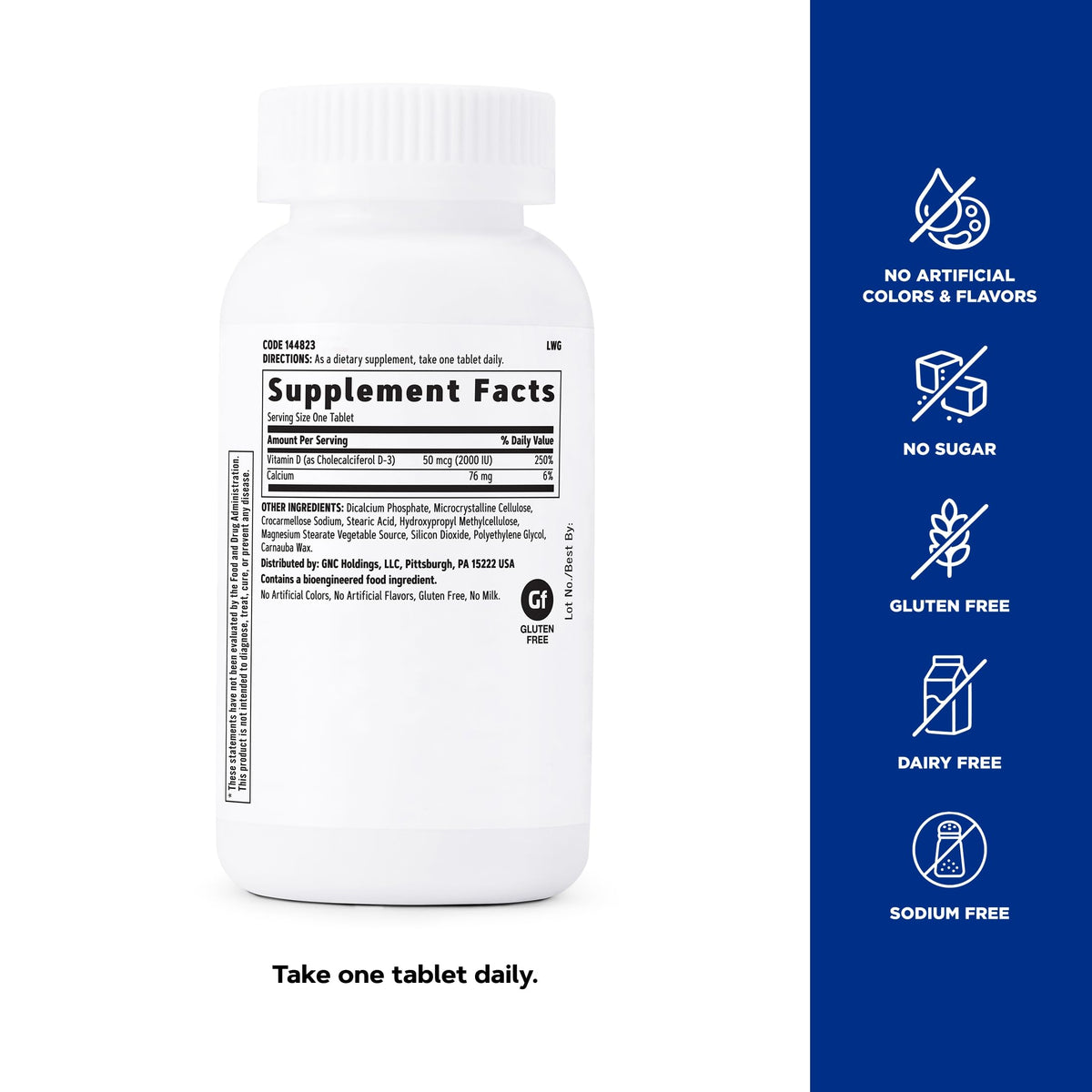 GNC Vitamine D3 50mcg comprimé à côté d'autres vitamines