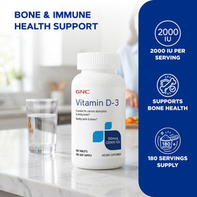 GNC Vitamine D3 50mcg comprimé sur une surface