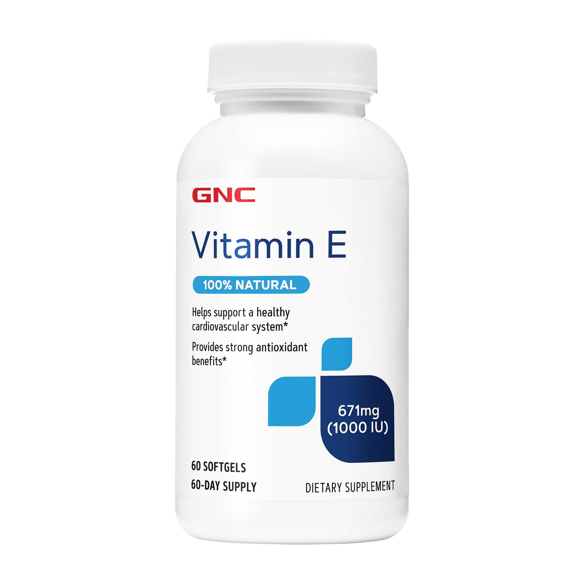 GNC Vitamine E 1000IU 60 gélules souples vue de face